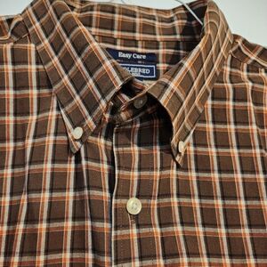 Saddlebred Tallman Men's Brown Plaid Long Sleeve Shirt 2XLT Vintage